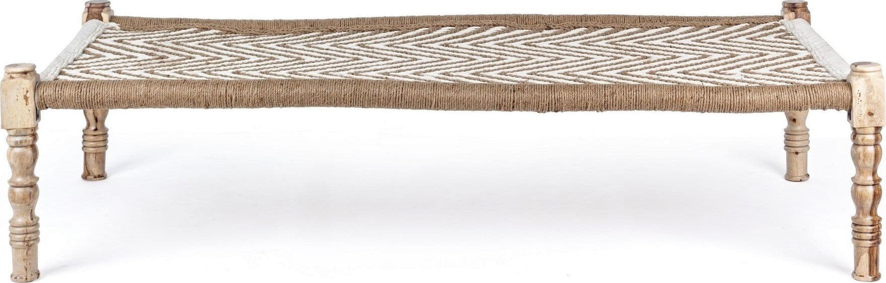 Panca "Khat Tamil" per interno, con Struttura In Legno Sheesham E Seduta In Corde Di Cotone, da 176x86x46h cm Casa e cucina/Arredamento/Ingresso/Panche contenitore Decor Space - Altamura, Commerciovirtuoso.it