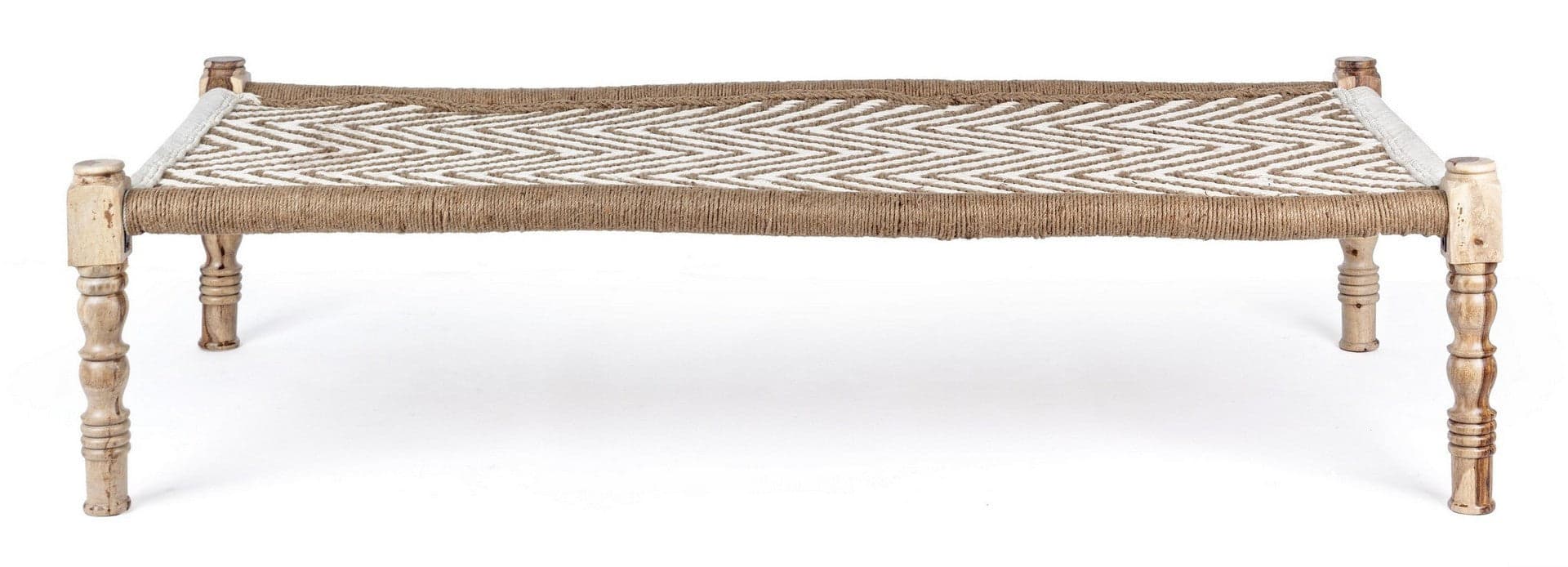 Panca "Khat Tamil" per interno, con Struttura In Legno Sheesham E Seduta In Corde Di Cotone, da 176x86x46h cm Casa e cucina/Arredamento/Ingresso/Panche contenitore Decor Space - Altamura, Commerciovirtuoso.it