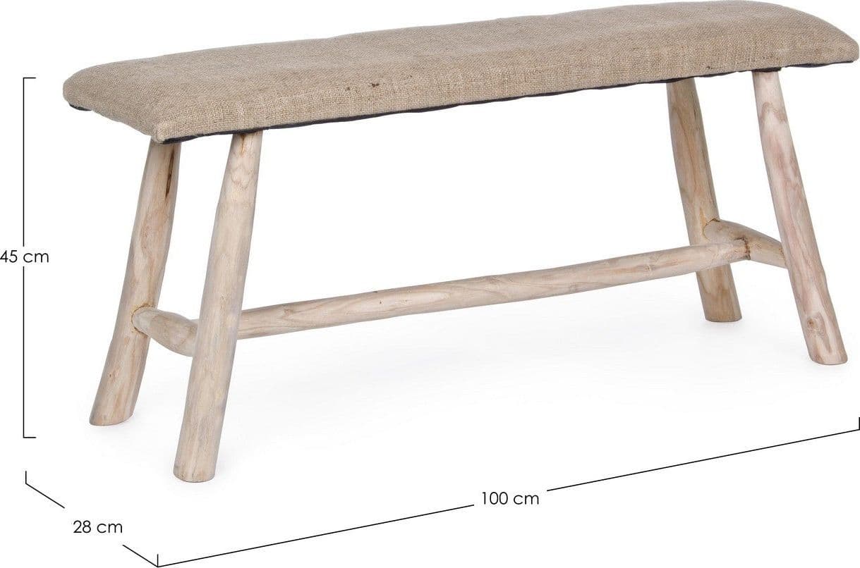 Panchina "Sarika" per interno, con Seduta In Iuta, da 100x28x45h cm Casa e cucina/Arredamento/Ingresso/Panche contenitore Decor Space - Altamura, Commerciovirtuoso.it