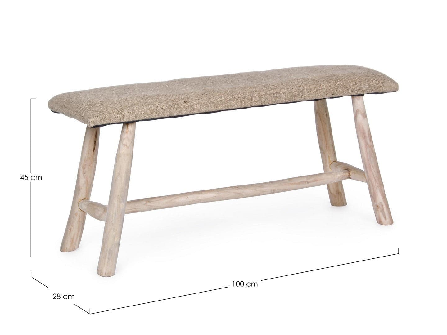 Panchina "Sarika" per interno, con Seduta In Iuta, da 100x28x45h cm in Panche contenitore Decor Space - Altamura, commercioVirtuoso.it
