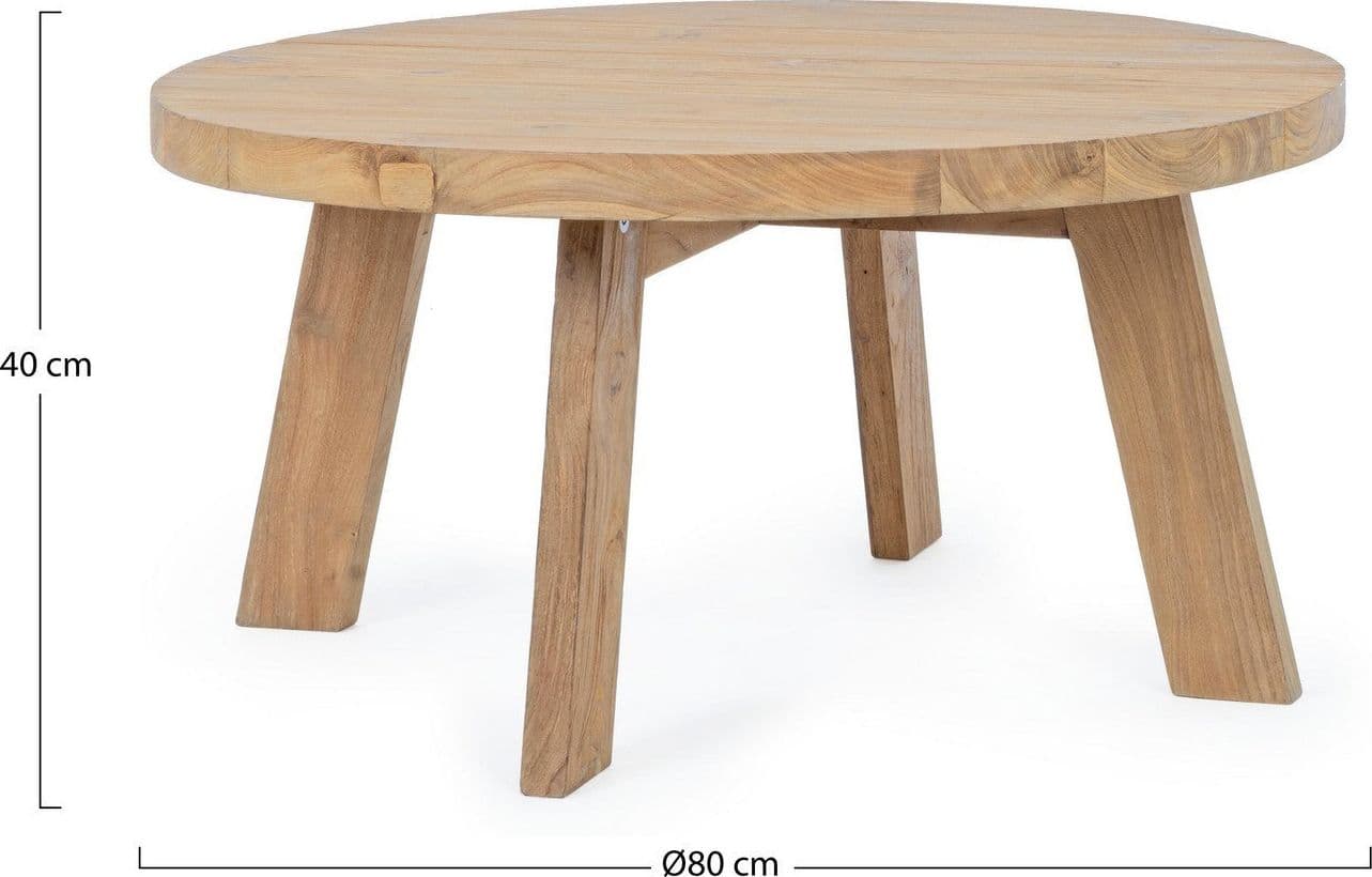 Tavolino rotondo "Bolivar" con struttura in legno di Teak per esterno in Tavoli standard Decor Space - Altamura, commercioVirtuoso.it