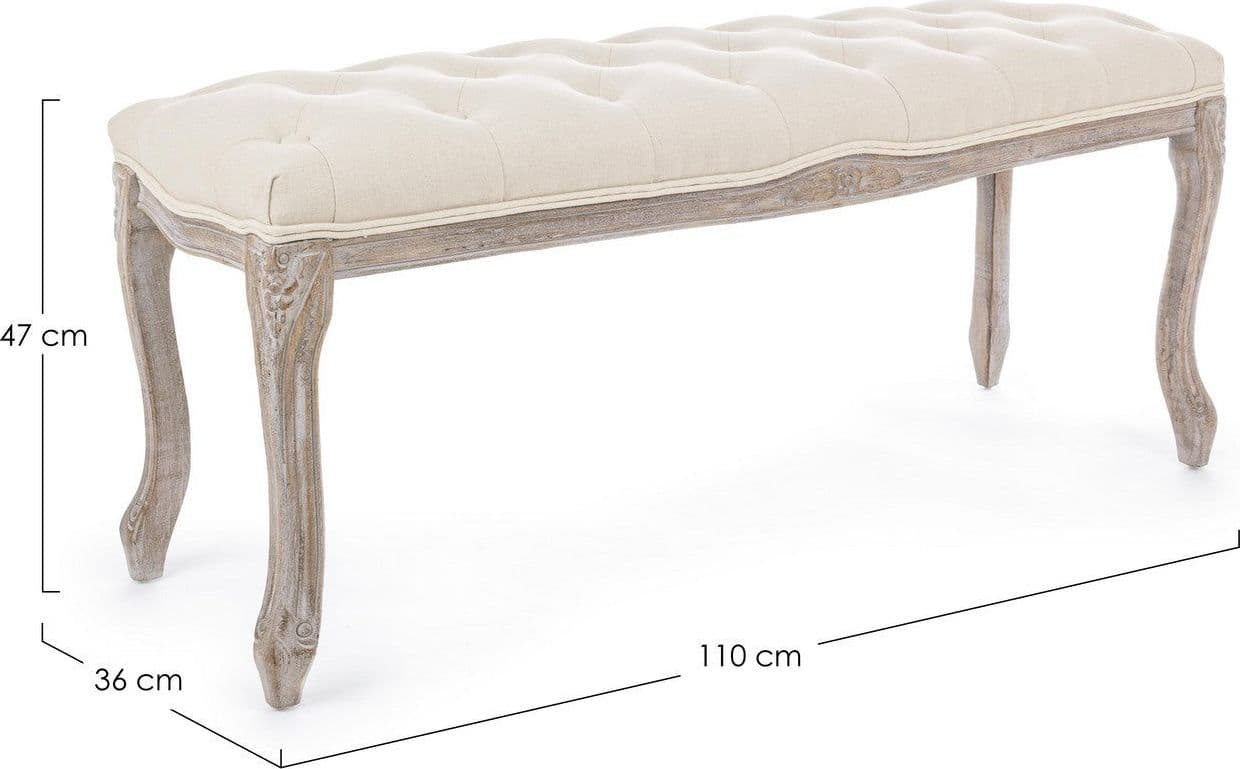 Panca "Mathilde" per interno, con Struttura In Legno Di Betulla E Rubberwood, da 110x36x47h cm in Panche contenitore Decor Space - Altamura, commercioVirtuoso.it