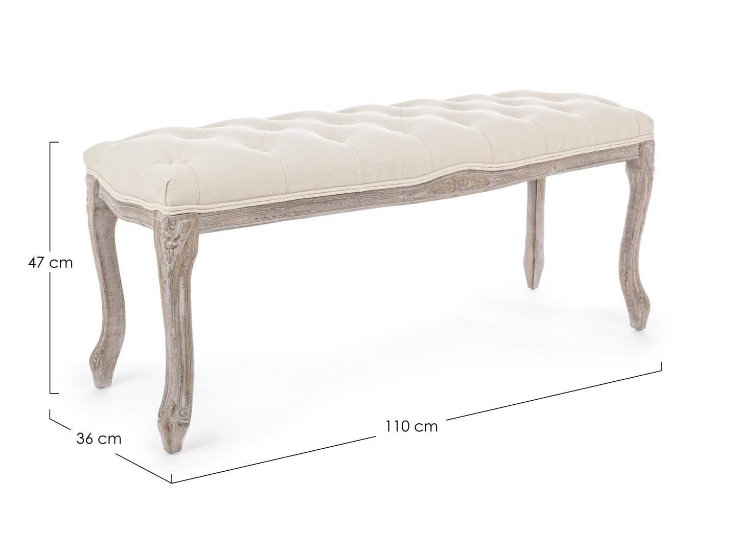 Panca "Mathilde" per interno, con Struttura In Legno Di Betulla E Rubberwood, da 110x36x47h cm in Panche contenitore Decor Space - Altamura, commercioVirtuoso.it