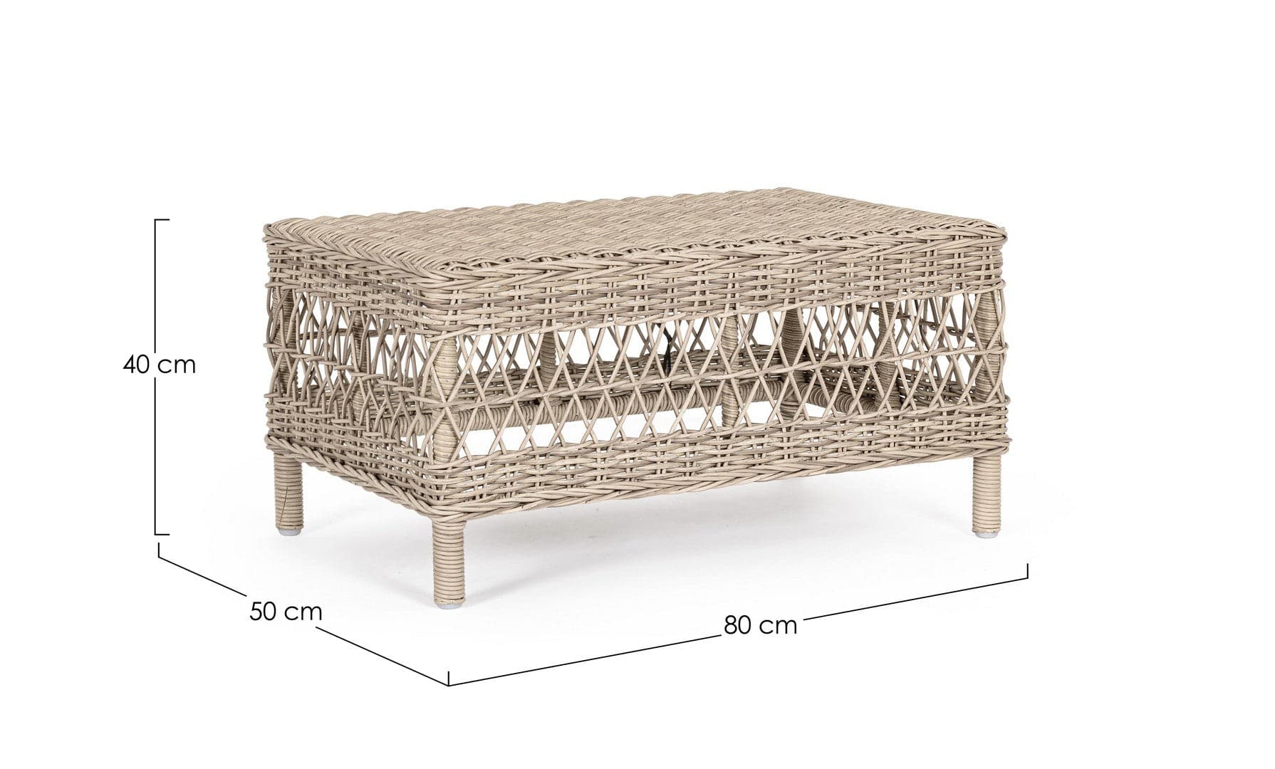 Tavolino "Jupiter New", struttura in alluminio, intreccio in fibra sintetica, da 80 x 50 cm in Tavoli standard Decor Space - Altamura, commercioVirtuoso.it