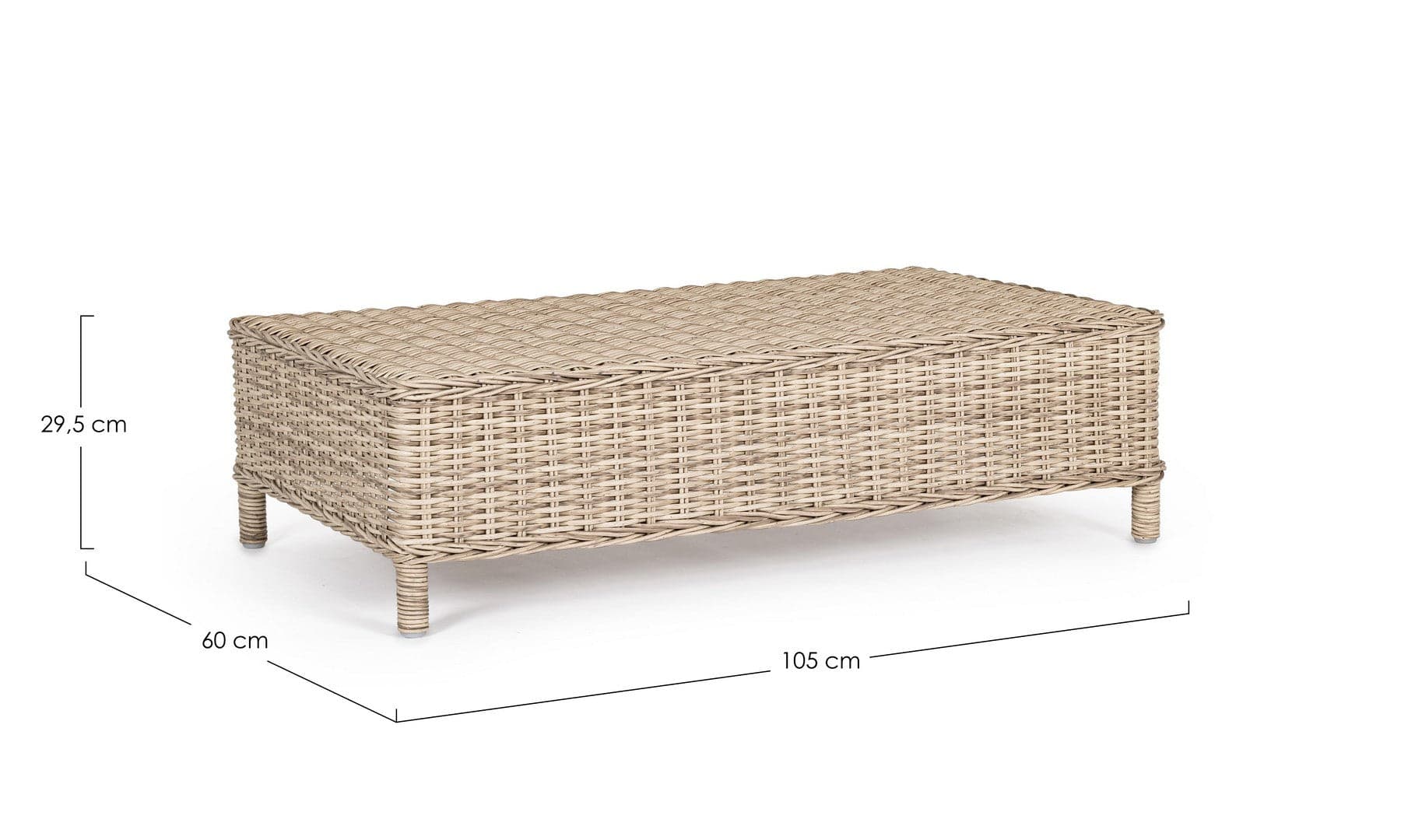 Tavolino "Aditya New" con struttura in alluminio verniciato per esterno, intreccio in fibra sintetica in Tavoli standard Decor Space - Altamura, commercioVirtuoso.it