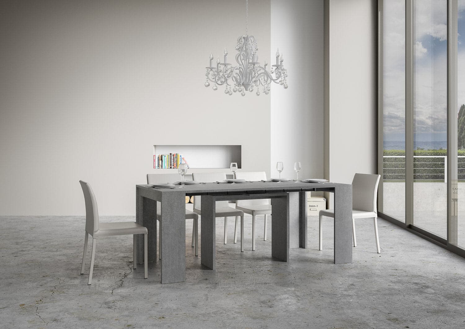 Tavolo consolle "Bologna" allungabile in legno per sala da pranzo in Credenze Decor Space - Altamura, commercioVirtuoso.it