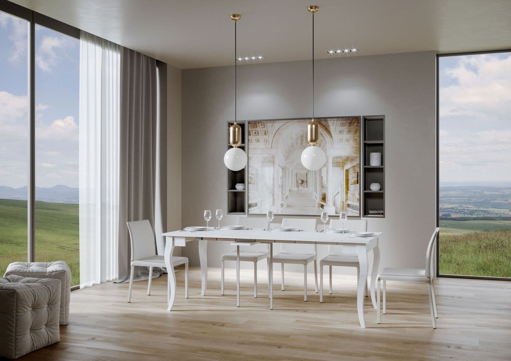 Tavolo consolle "Milano" allungabile in legno per sala da pranzo in Credenze Decor Space - Altamura, commercioVirtuoso.it