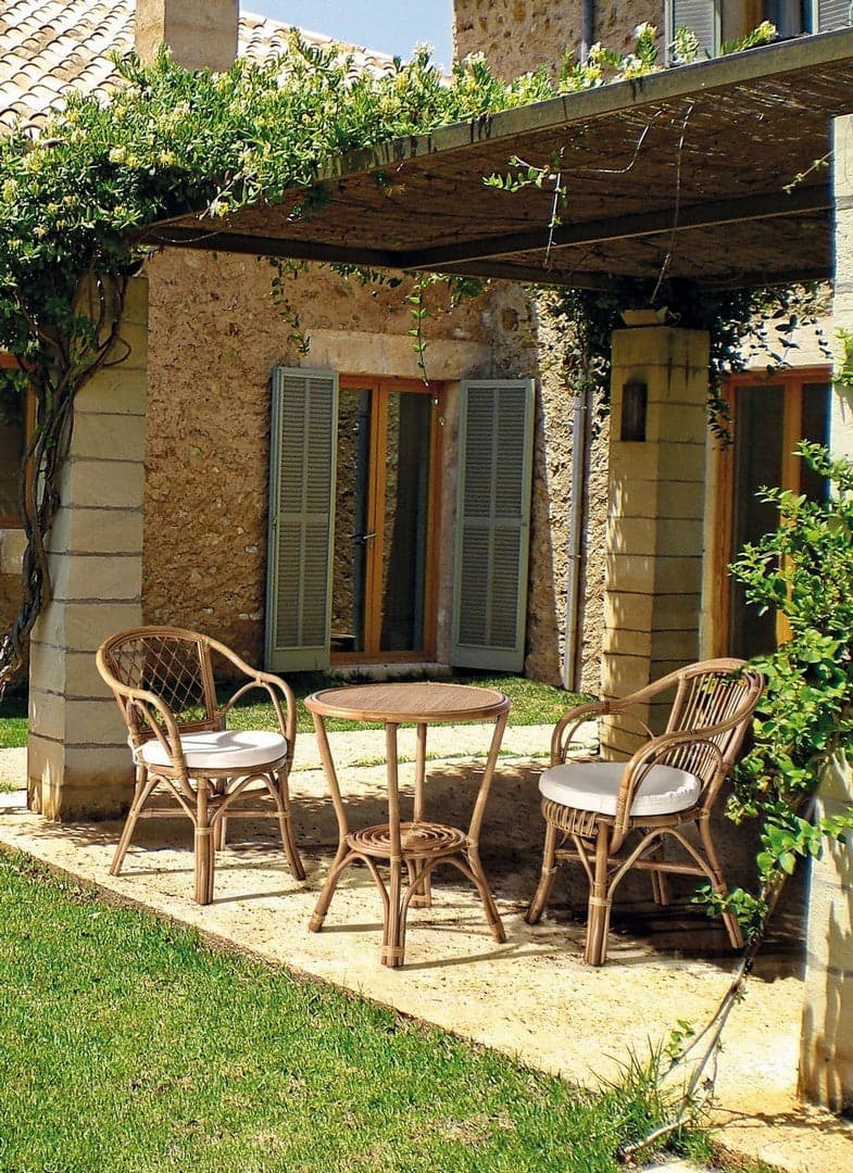 Tavolino con 2 ripiani "Vienna New" in rattan e fibre naturali per esterno, da 60 cm in Tavoli standard Decor Space - Altamura, commercioVirtuoso.it