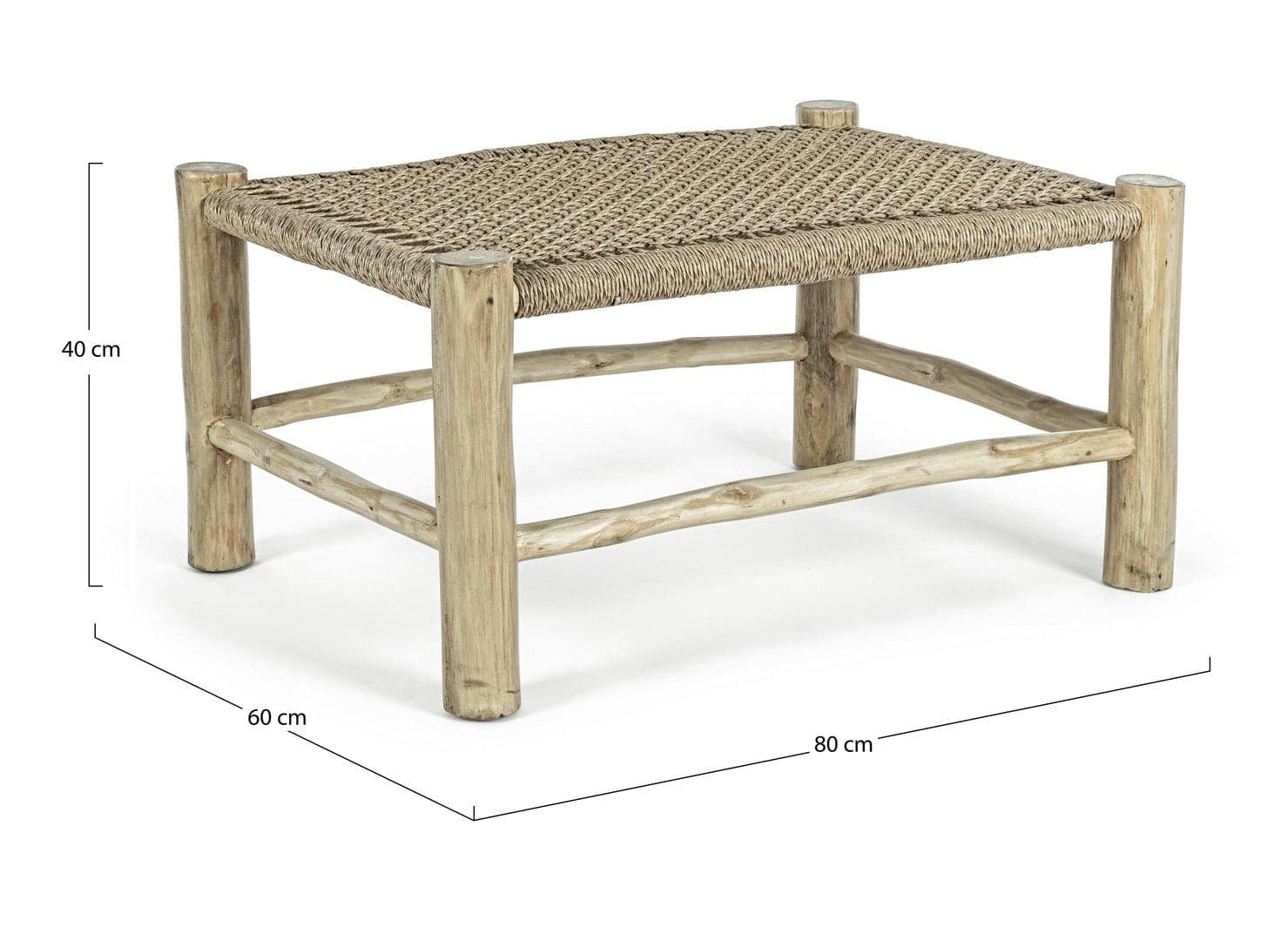 Tavolino "Lampok" con struttura in rami di Teak, per esterno, da 80 x 60 cm in Tavoli standard Decor Space - Altamura, commercioVirtuoso.it