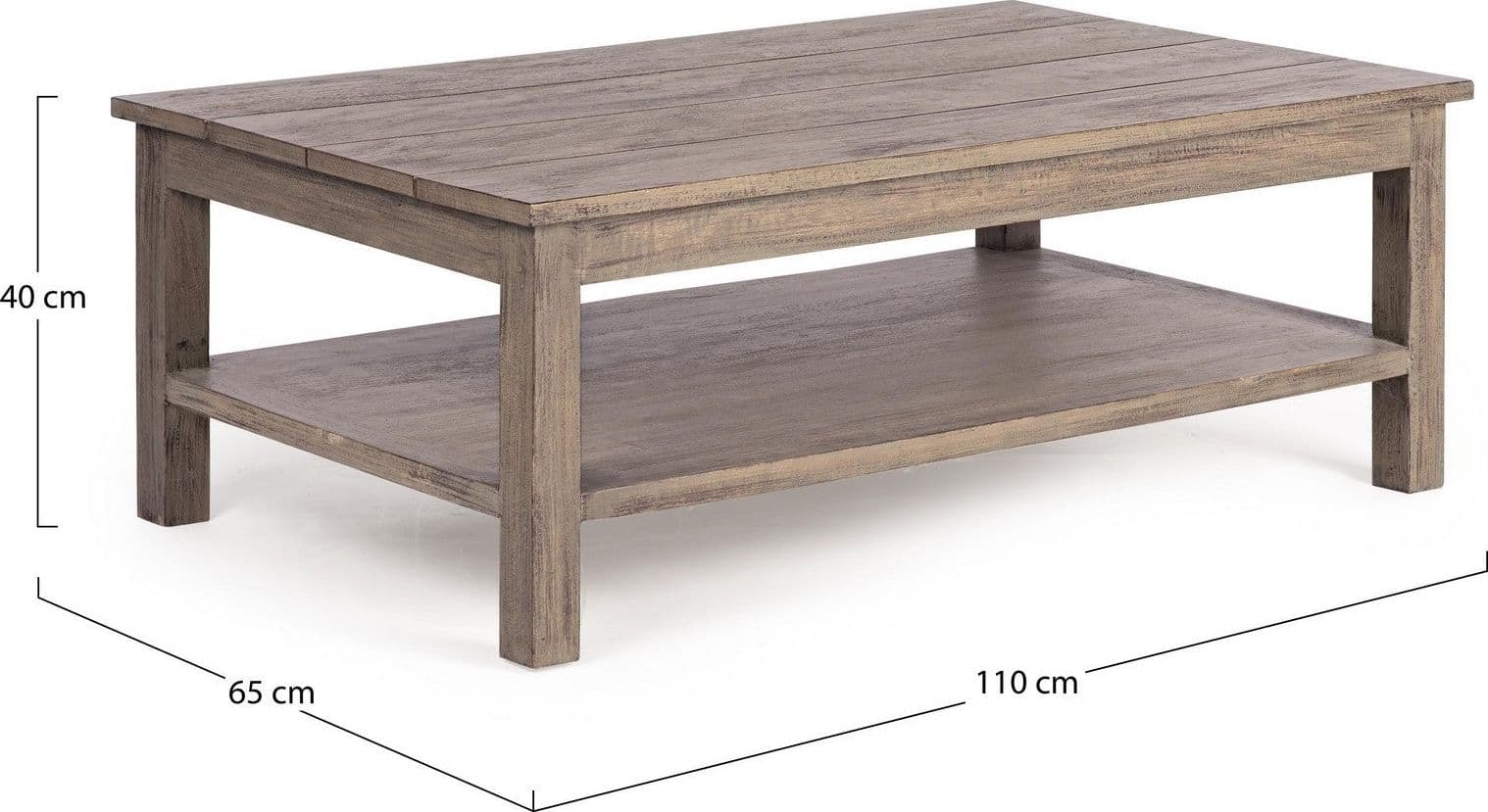 Tavolino rettangolare "Brasilia" con due ripiani, struttura in legno, per esterno, da 110 cm in Tavoli standard Decor Space - Altamura, commercioVirtuoso.it