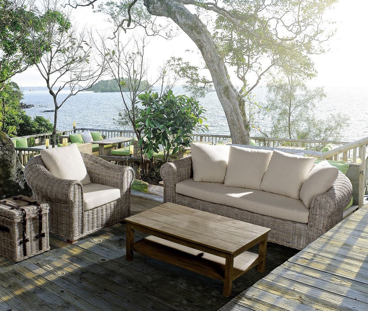 Tavolino rettangolare "Brasilia" con due ripiani, struttura in legno, per esterno, da 110 cm in Tavoli standard Decor Space - Altamura, commercioVirtuoso.it