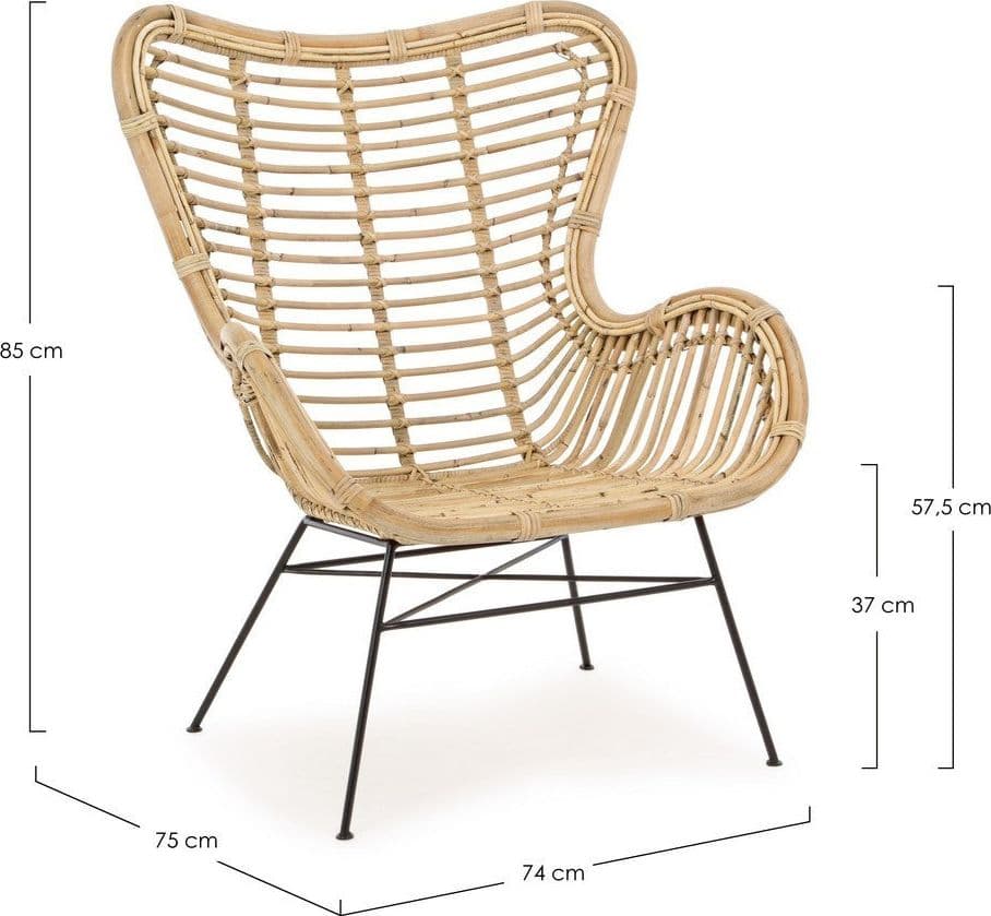 Poltrona "Casilda" per interno, Struttura In Rattan, Rifinitura Con Vernice Melaminica 74 x 75 x 85h cm in Poltrone Decor Space - Altamura, commercioVirtuoso.it