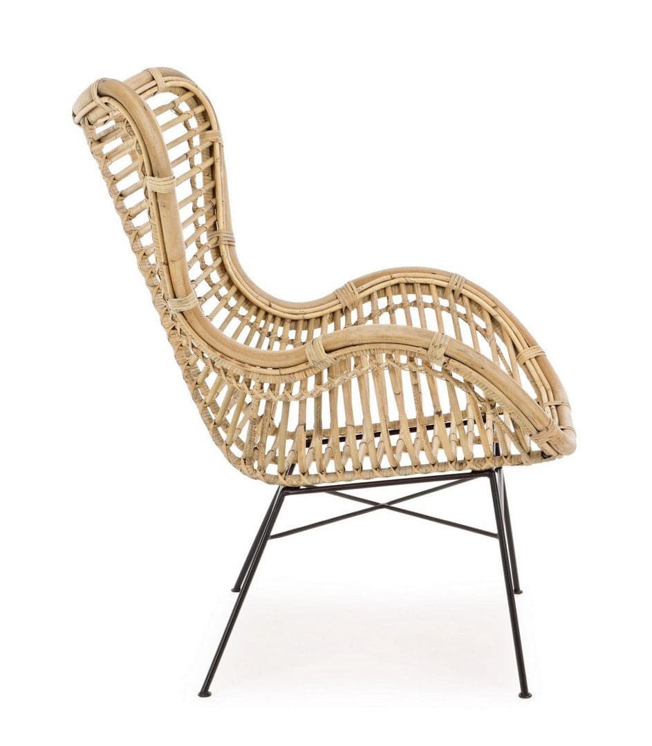 Poltrona "Casilda" per interno, Struttura In Rattan, Rifinitura Con Vernice Melaminica 74 x 75 x 85h cm in Poltrone Decor Space - Altamura, commercioVirtuoso.it