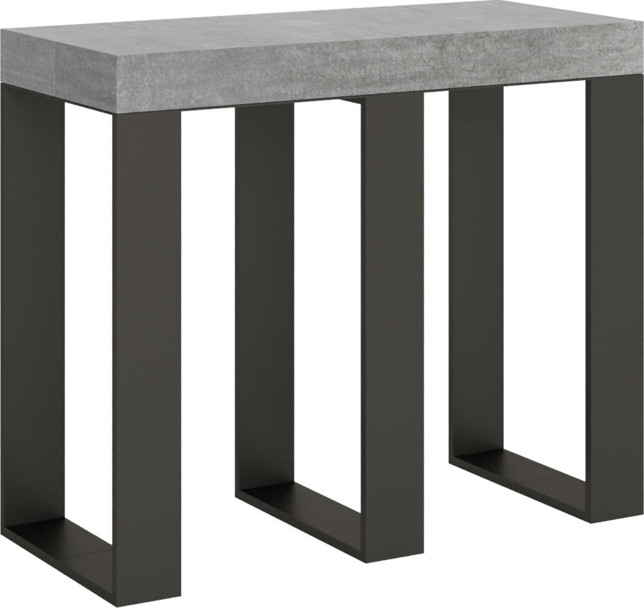 Tavolo consolle "Bari" allungabile in legno per sala da pranzo – Allungabile fino a 196 cm, Classic, Cemento – Itamoby –