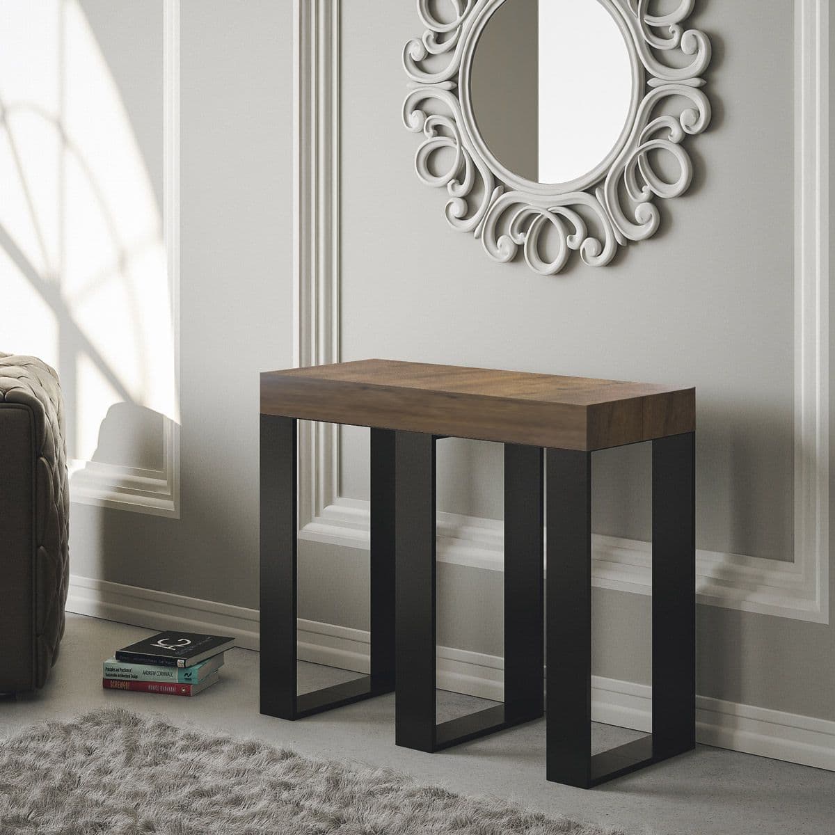 Tavolo consolle "Bari" allungabile in legno per sala da pranzo in Credenze Decor Space - Altamura, commercioVirtuoso.it