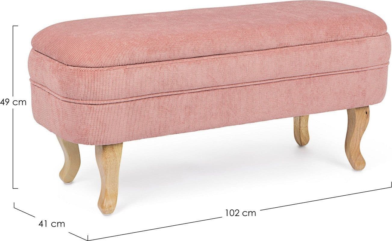 Panca Contenitore "Chenille" per interno, con Struttura In Legno Di Pino e Compensato, da 102x41x49h cm - 21