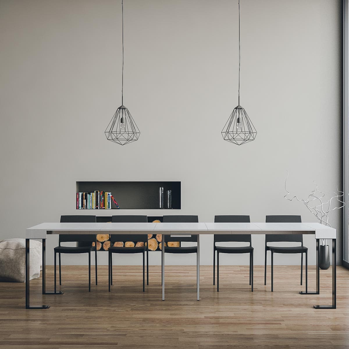 Tavolo consolle "Genova" allungabile in legno per sala da pranzo in Credenze Decor Space - Altamura, commercioVirtuoso.it