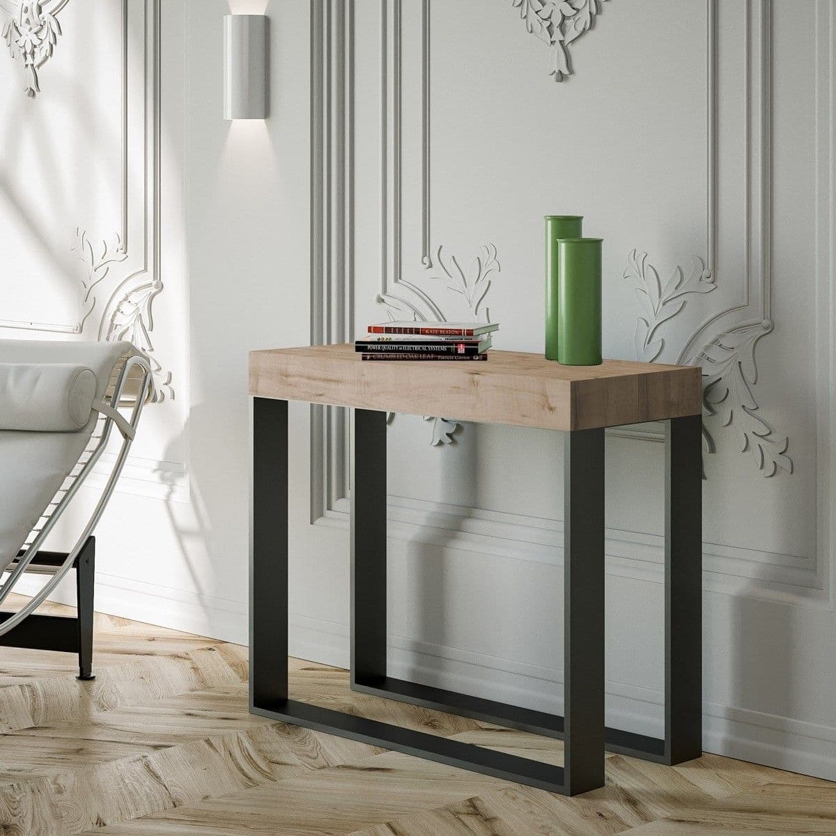 Tavolo consolle "Padova" allungabile in legno per sala da pranzo in Credenze Decor Space - Altamura, commercioVirtuoso.it