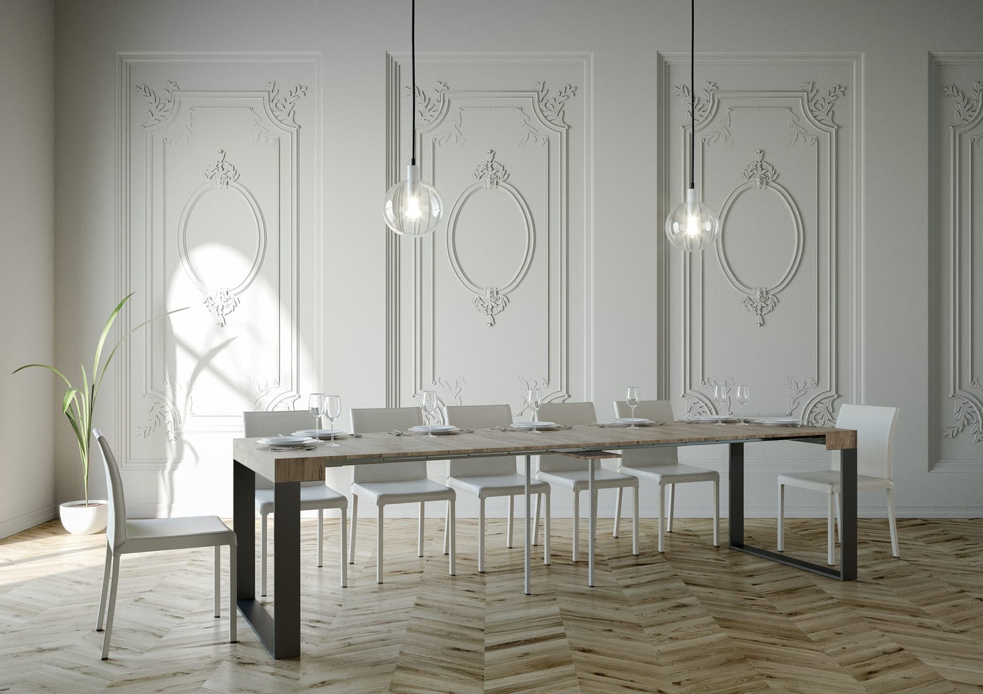 Tavolo consolle "Padova" allungabile in legno per sala da pranzo in Credenze Decor Space - Altamura, commercioVirtuoso.it