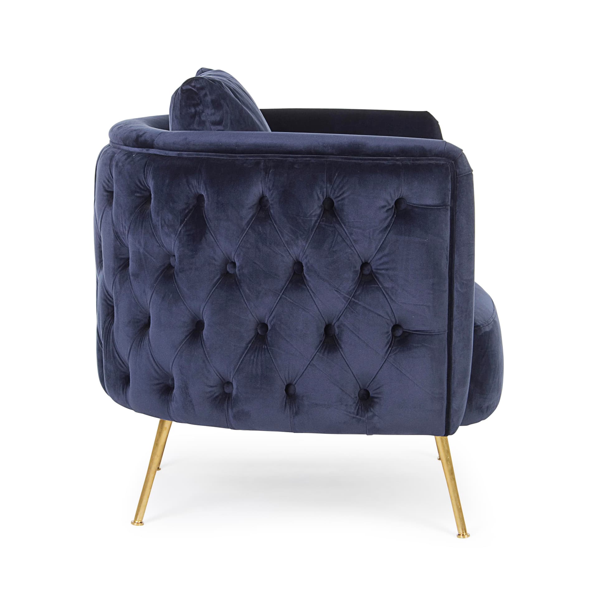 Poltrona "Tenbury" in velluto Blu tipo Chester h 80 cm arredamento per salotto moderno in Poltrone Decor Space - Altamura, commercioVirtuoso.it