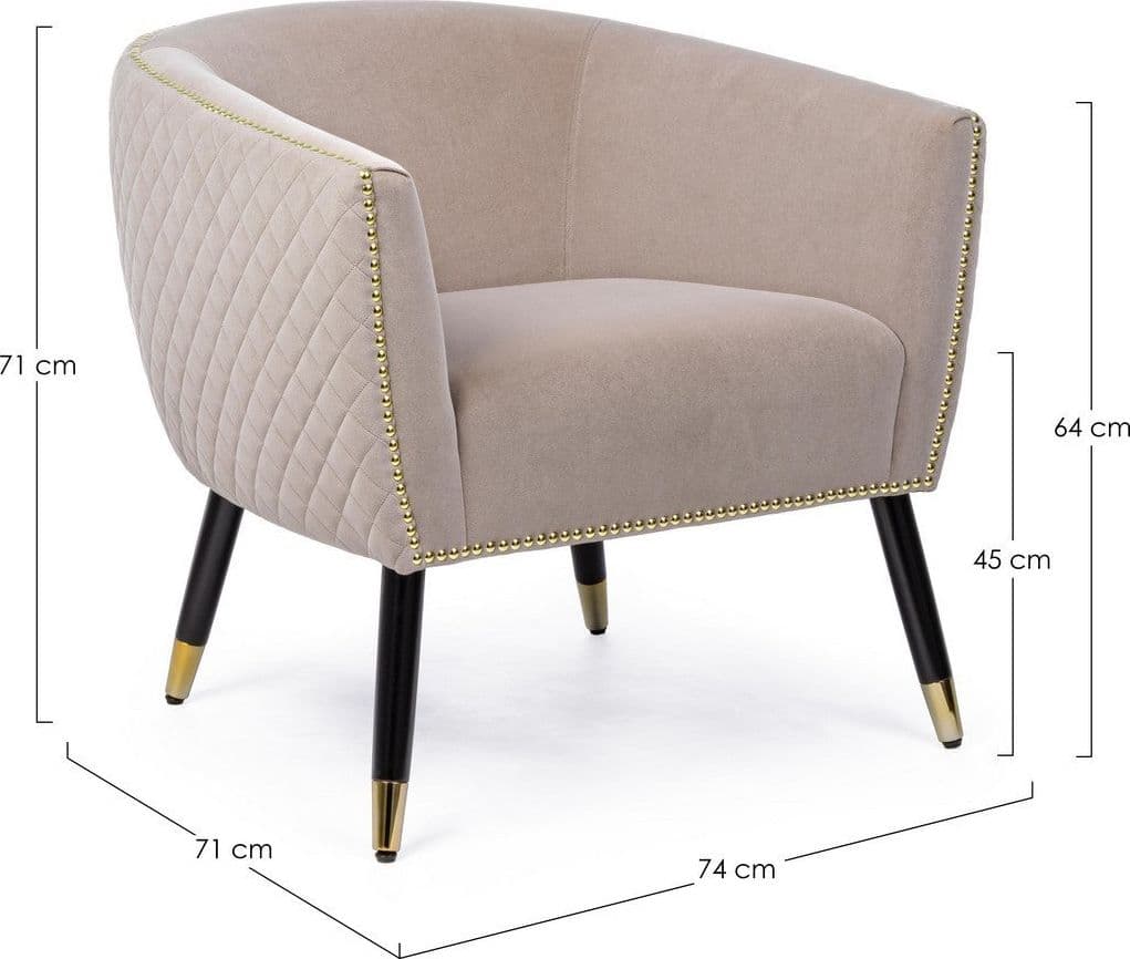 Poltrona "Oxford" per interno, Struttura In Legno Compensato, Gambe In Rubberwood 74 x 71 x 71h cm Casa e cucina/Arredamento/Soggiorno/Poltrone e sedie/Poltrone Decor Space - Altamura, Commerciovirtuoso.it
