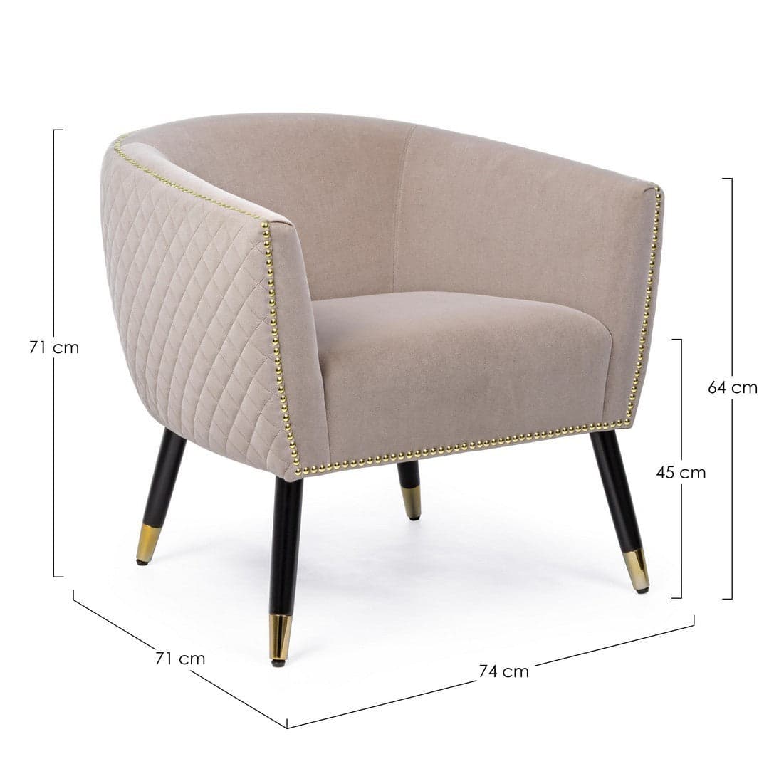 Poltrona "Oxford" per interno, Struttura In Legno Compensato, Gambe In Rubberwood 74 x 71 x 71h cm in Poltrone Decor Space - Altamura, commercioVirtuoso.it