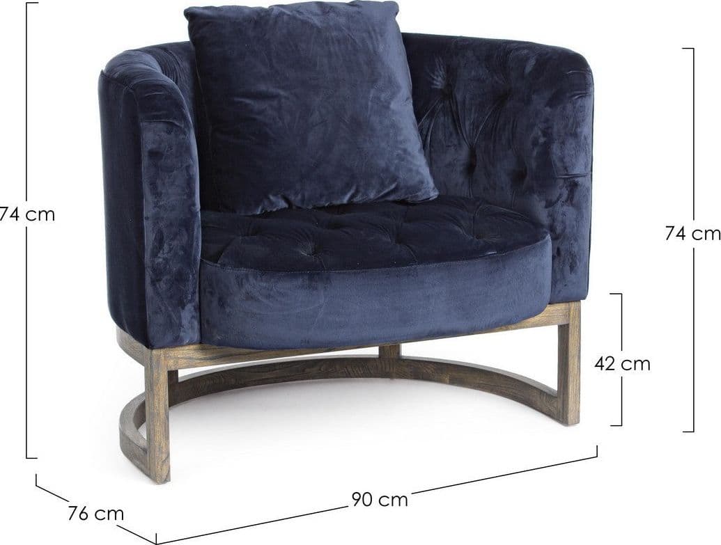 Poltrona "Midway" per interno, Struttura In Legno Di Quercia, 90 x 76 x 74h cm Casa e cucina/Arredamento/Soggiorno/Poltrone e sedie/Poltrone Decor Space - Altamura, Commerciovirtuoso.it