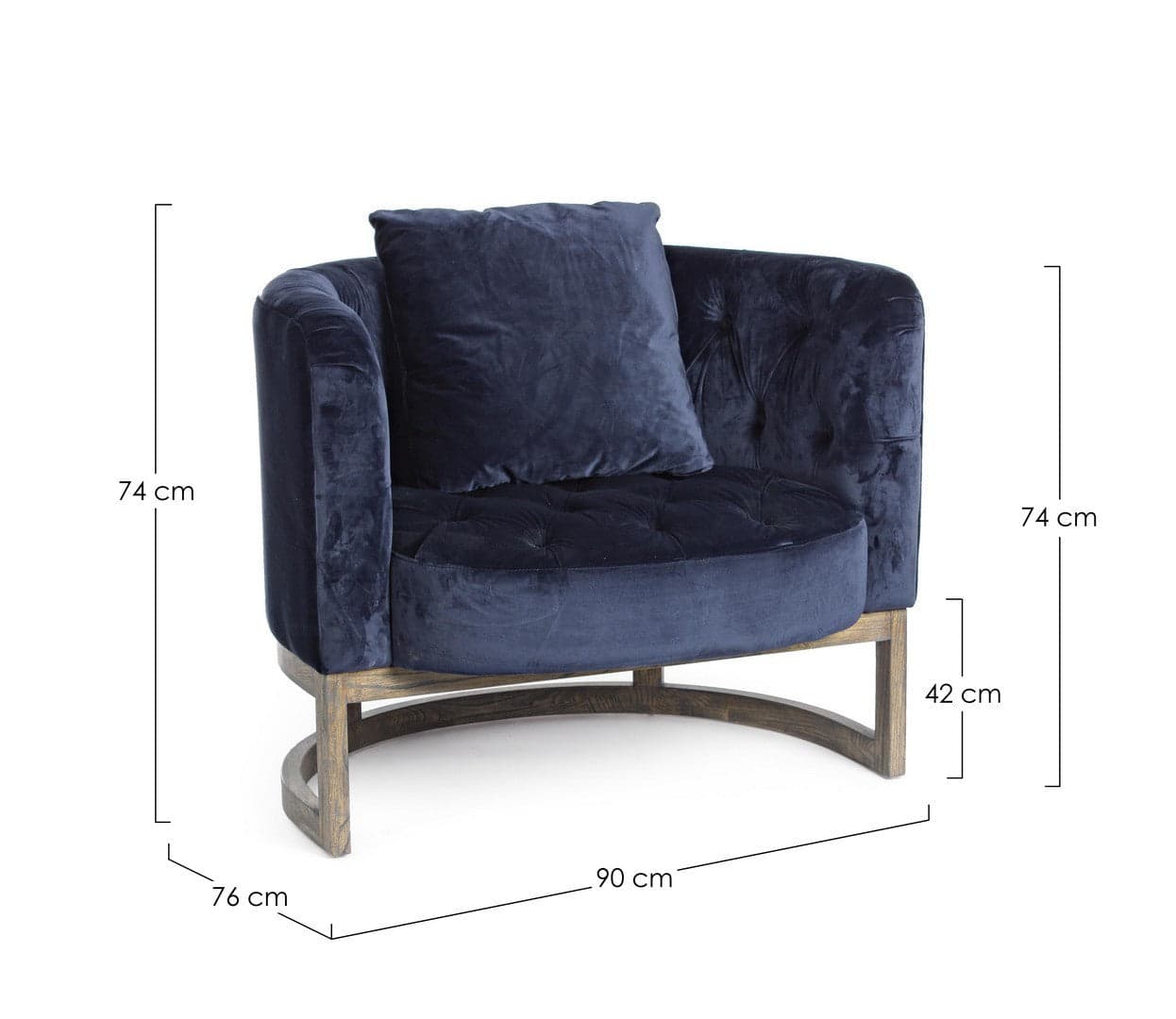 Poltrona "Midway" per interno, Struttura In Legno Di Quercia, 90 x 76 x 74h cm Casa e cucina/Arredamento/Soggiorno/Poltrone e sedie/Poltrone Decor Space - Altamura, Commerciovirtuoso.it