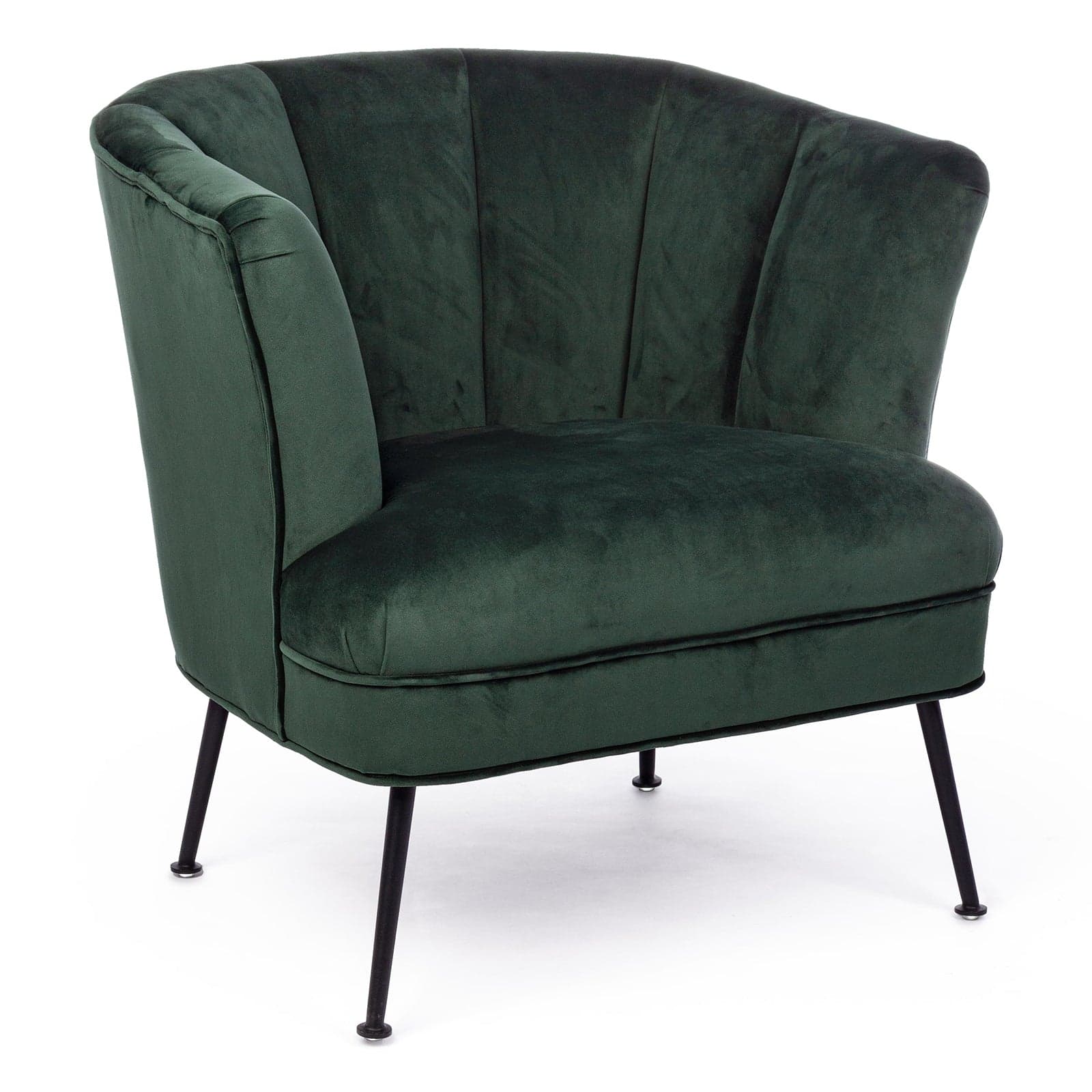 Poltrona "Odilon" in velluto Verde con piedi nero anticato arredamento per salotto moderno in Poltrone Decor Space - Altamura, commercioVirtuoso.it