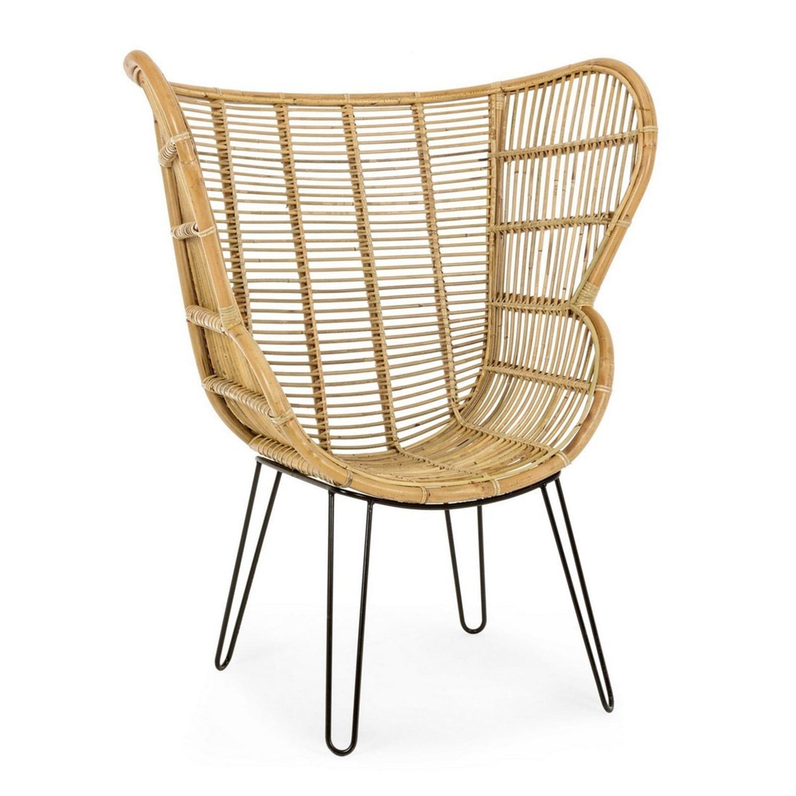 Poltrona "Estefan" per interno, Seduta In Rattan Ed Intreccio In Kubu 100 x 75 x 118h cm - 2