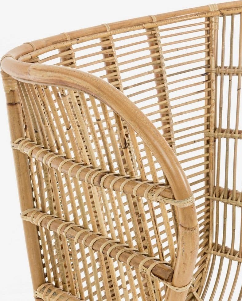 Poltrona "Estefan" per interno, Seduta In Rattan Ed Intreccio In Kubu 100 x 75 x 118h cm - 11