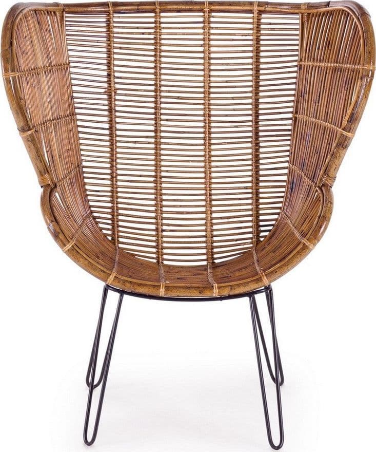 Poltrona "Estefan" per interno, Seduta In Rattan Ed Intreccio In Kubu 100 x 75 x 118h cm - 3
