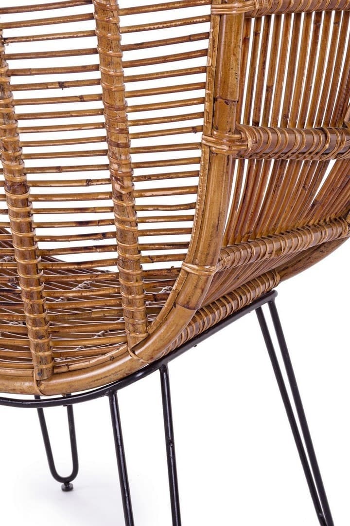 Poltrona "Estefan" per interno, Seduta In Rattan Ed Intreccio In Kubu 100 x 75 x 118h cm - 6