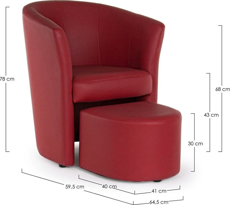 Poltrona "Rita" per interno, Struttura In Legno Di Pino E Compensato, Rivestimento In Similpelle 94% Pvc 6% Poliuretano 64,5 x 59,5 x 78h cm - 39