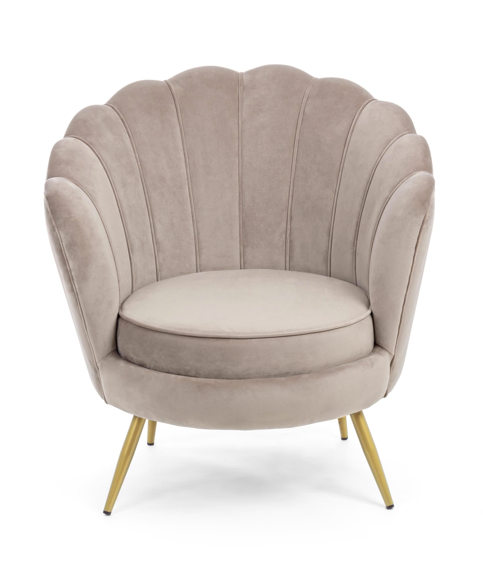 Poltrona a conchiglia "Gigliola" in velluto anticato h 77 cm arredamento salotto moderno in Poltrone Decor Space - Altamura, commercioVirtuoso.it
