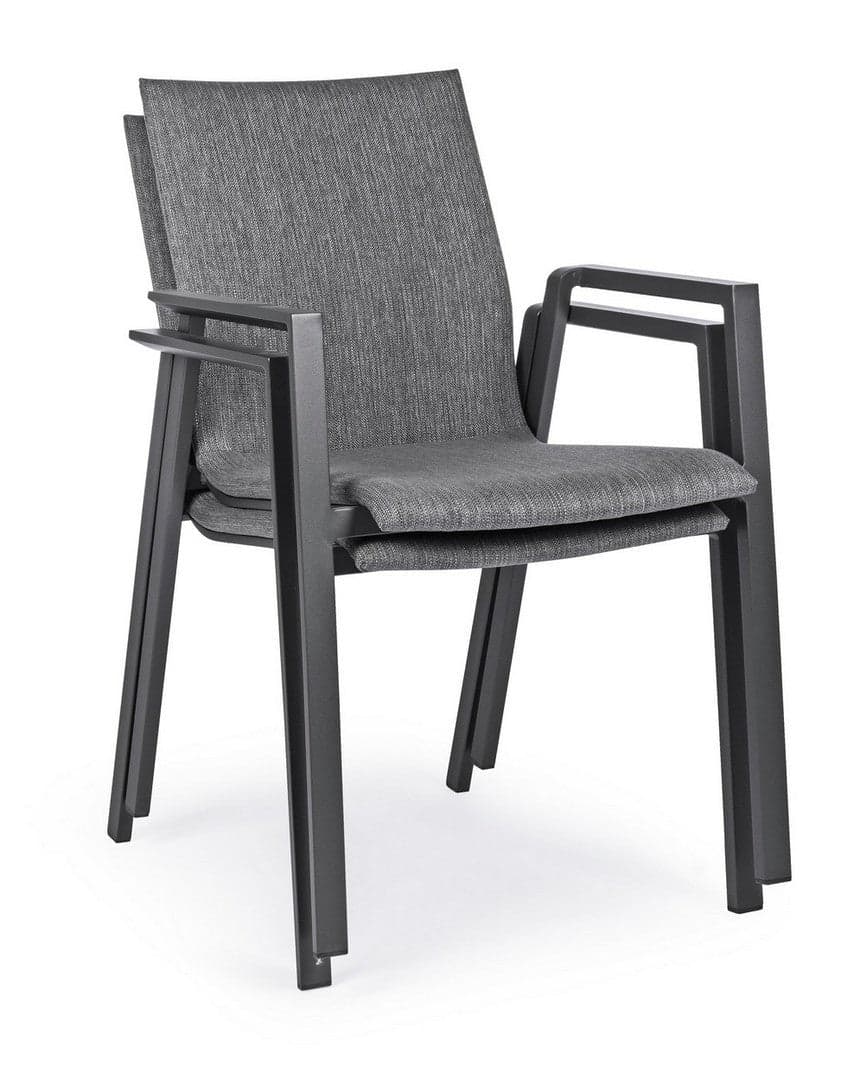Sedia "Odeon" con braccioli, struttura in alluminio, impilabile, per esterno in Sedie Decor Space - Altamura, commercioVirtuoso.it