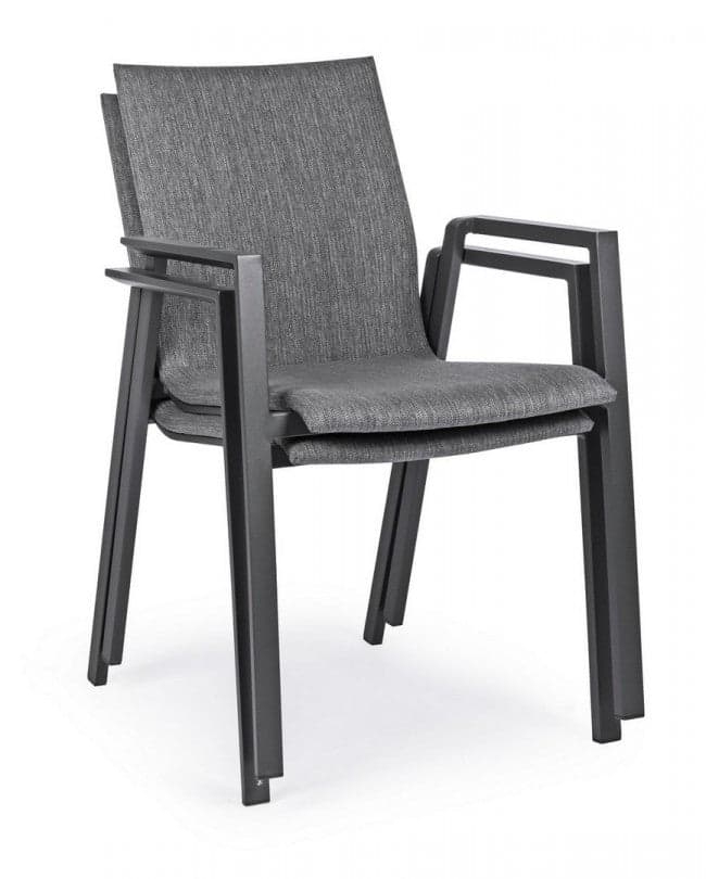 Sedia "Odeon" con braccioli, struttura in alluminio, impilabile, per esterno in Sedie Decor Space - Altamura, commercioVirtuoso.it