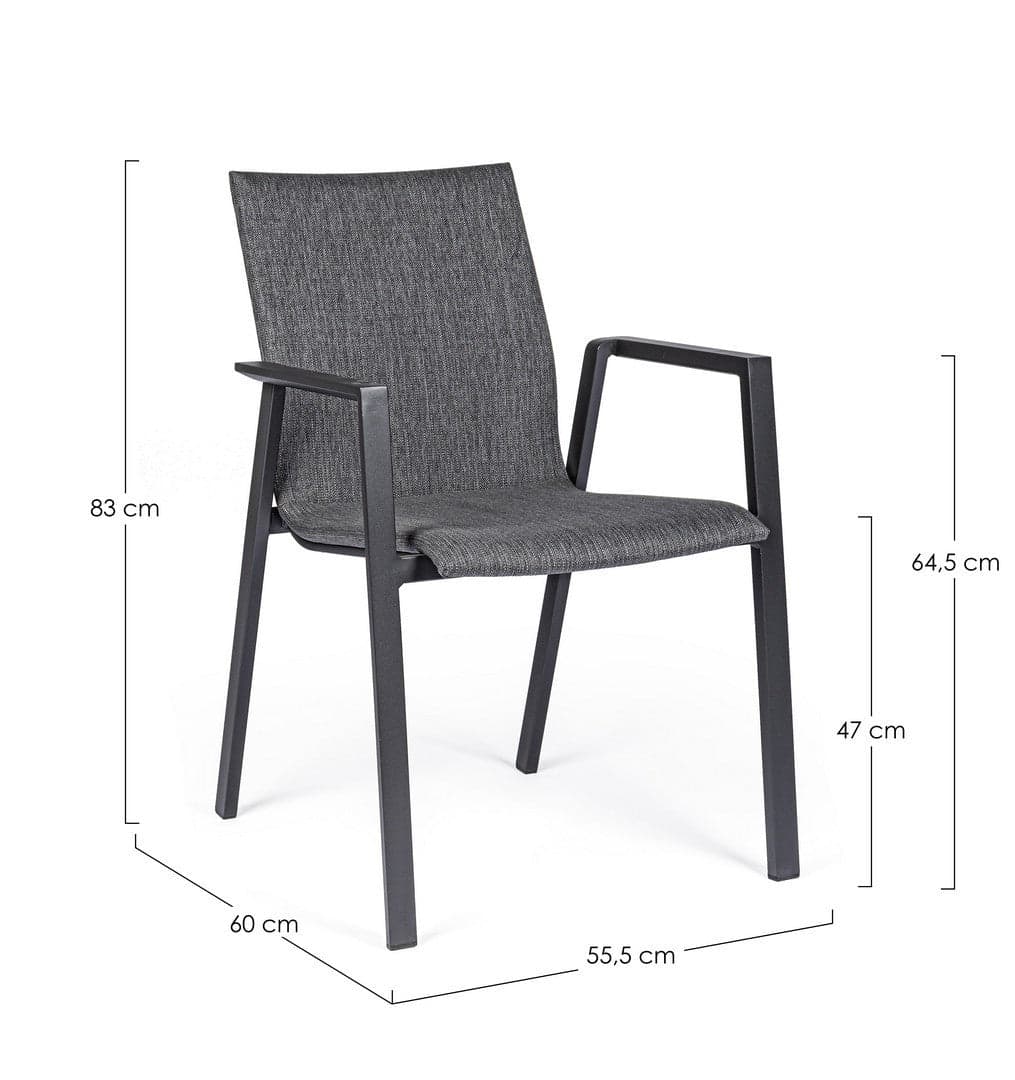 Sedia "Odeon" con braccioli, struttura in alluminio, impilabile, per esterno in Sedie Decor Space - Altamura, commercioVirtuoso.it