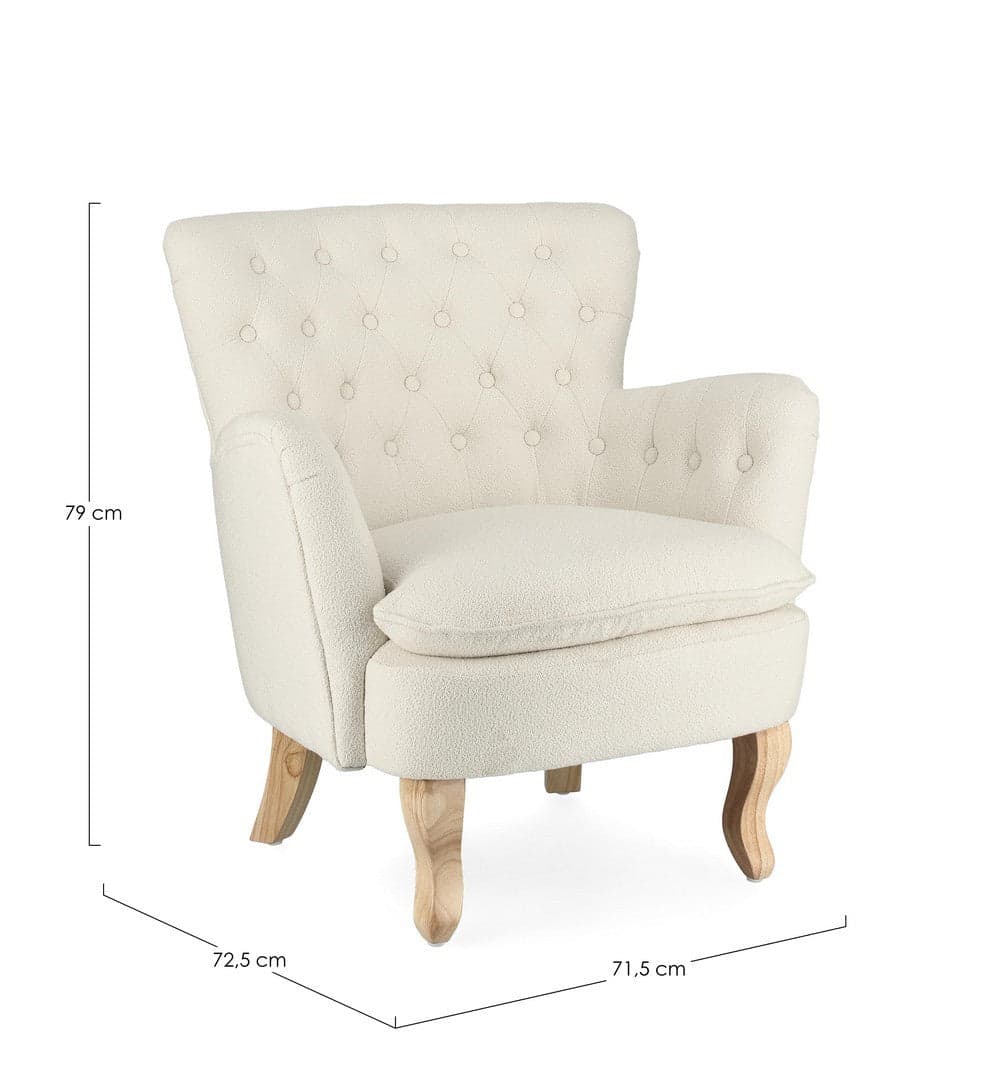 Poltrona "Orlins" per interno, Struttura In Legno Di Pino E Compensato, Rivestimento In Poliestere Effetto Boucle', Capitonne' 71.5 x 72.5 x 79h cm in Poltrone Decor Space - Altamura, commercioVirtuoso.it