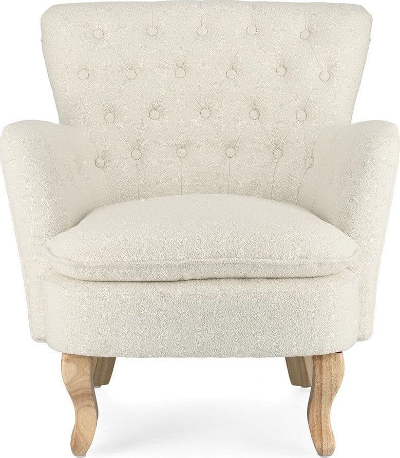 Poltrona "Orlins" per interno, Struttura In Legno Di Pino E Compensato, Rivestimento In Poliestere Effetto Boucle', Capitonne' 71.5 x 72.5 x 79h cm in Poltrone Decor Space - Altamura, commercioVirtuoso.it