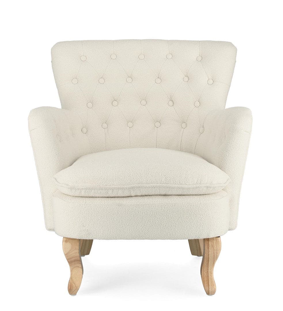 Poltrona "Orlins" per interno, Struttura In Legno Di Pino E Compensato, Rivestimento In Poliestere Effetto Boucle', Capitonne' 71.5 x 72.5 x 79h cm in Poltrone Decor Space - Altamura, commercioVirtuoso.it