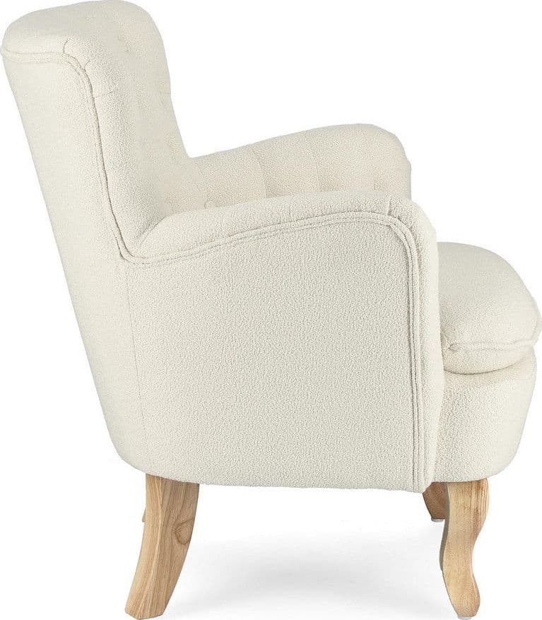 Poltrona "Orlins" per interno, Struttura In Legno Di Pino E Compensato, Rivestimento In Poliestere Effetto Boucle', Capitonne' 71.5 x 72.5 x 79h cm in Poltrone Decor Space - Altamura, commercioVirtuoso.it