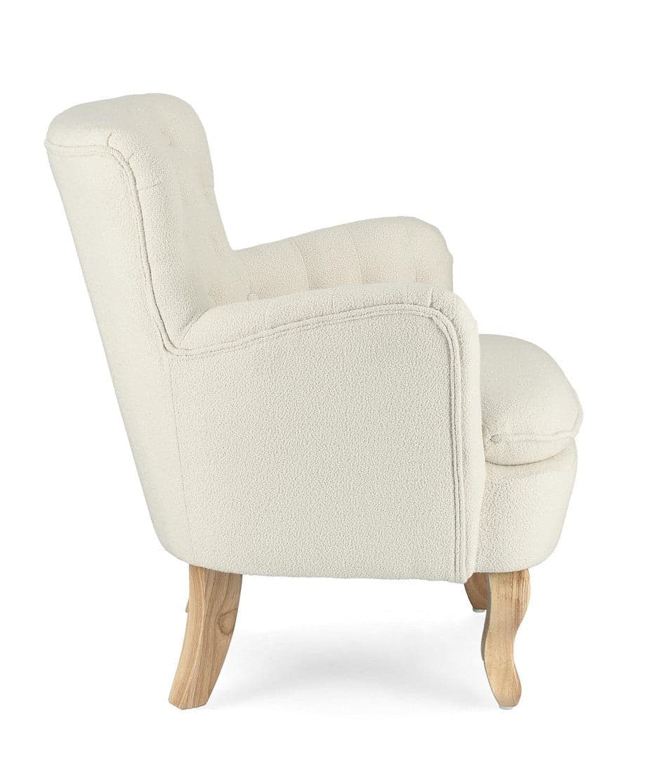 Poltrona "Orlins" per interno, Struttura In Legno Di Pino E Compensato, Rivestimento In Poliestere Effetto Boucle', Capitonne' 71.5 x 72.5 x 79h cm in Poltrone Decor Space - Altamura, commercioVirtuoso.it