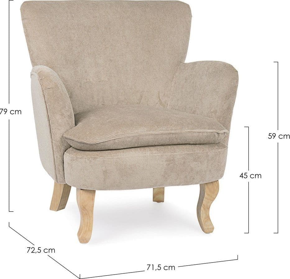 Poltrona "Orlins" per interno, Struttura In Legno Di Pino E Compensato, Rivestimento In Poliestere Effetto Boucle', Capitonne' 71.5 x 72.5 x 79h cm in Poltrone Decor Space - Altamura, commercioVirtuoso.it
