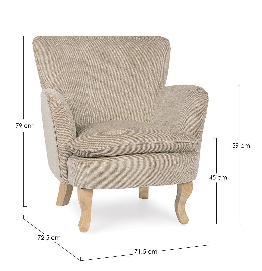 Poltrona "Orlins" per interno, Struttura In Legno Di Pino E Compensato, Rivestimento In Poliestere Effetto Boucle', Capitonne' 71.5 x 72.5 x 79h cm in Poltrone Decor Space - Altamura, commercioVirtuoso.it