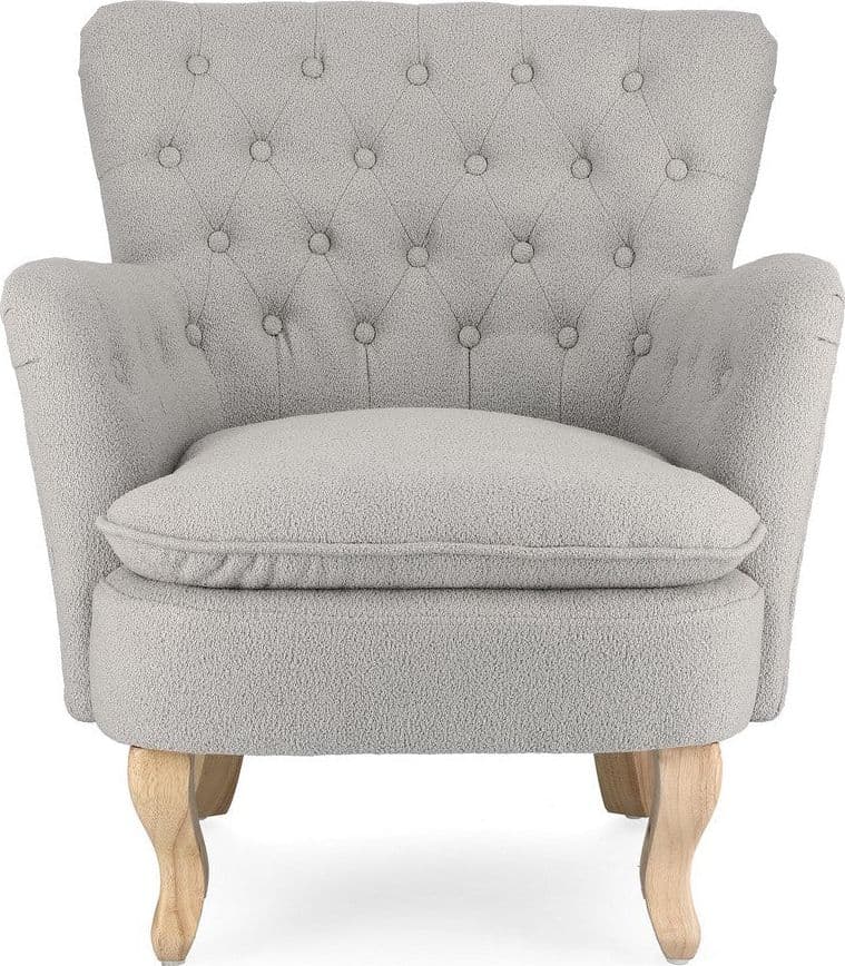 Poltrona "Orlins" per interno, Struttura In Legno Di Pino E Compensato, Rivestimento In Poliestere Effetto Boucle', Capitonne' 71.5 x 72.5 x 79h cm in Poltrone Decor Space - Altamura, commercioVirtuoso.it