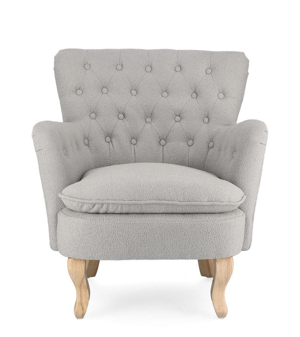 Poltrona "Orlins" per interno, Struttura In Legno Di Pino E Compensato, Rivestimento In Poliestere Effetto Boucle', Capitonne' 71.5 x 72.5 x 79h cm in Poltrone Decor Space - Altamura, commercioVirtuoso.it