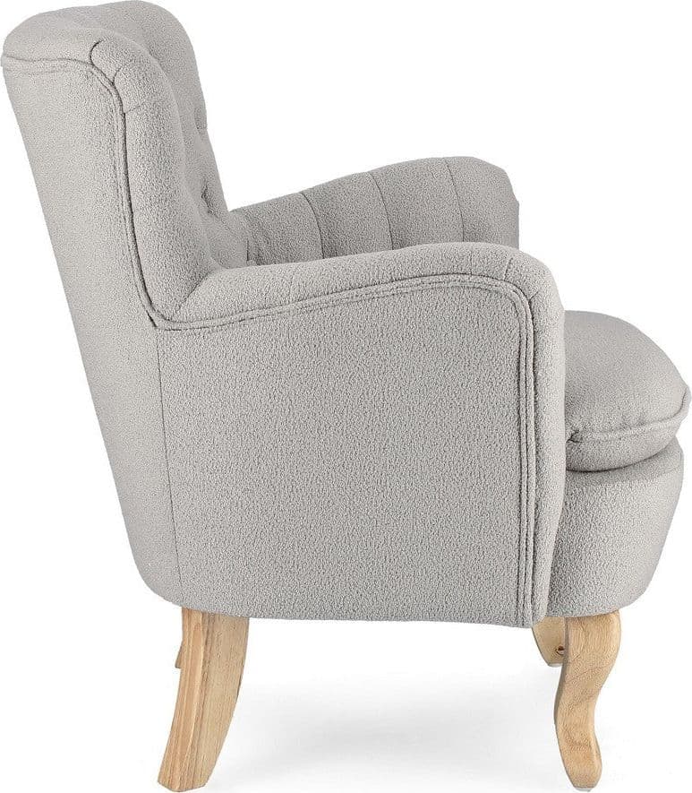 Poltrona "Orlins" per interno, Struttura In Legno Di Pino E Compensato, Rivestimento In Poliestere Effetto Boucle', Capitonne' 71.5 x 72.5 x 79h cm in Poltrone Decor Space - Altamura, commercioVirtuoso.it