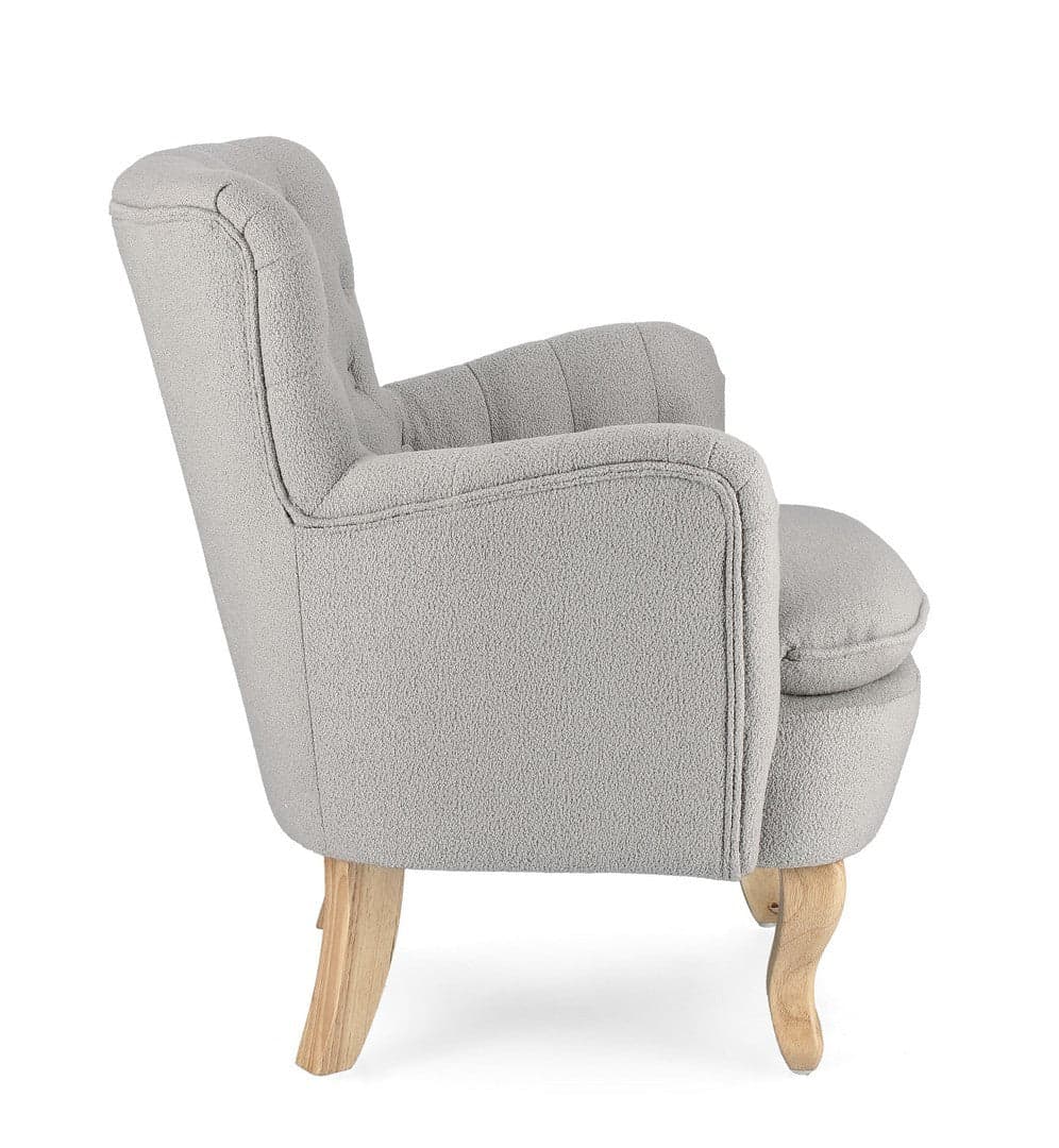 Poltrona "Orlins" per interno, Struttura In Legno Di Pino E Compensato, Rivestimento In Poliestere Effetto Boucle', Capitonne' 71.5 x 72.5 x 79h cm in Poltrone Decor Space - Altamura, commercioVirtuoso.it