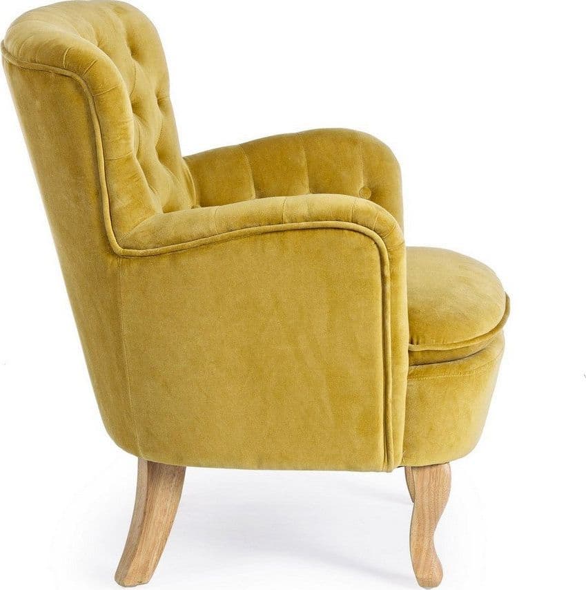 Poltrona "Orlins" per interno, Struttura In Legno Di Pino, Rivestimento In Cotone Trapuntato, Effetto Velluto Capitonne' 71.5 x 72.5 x 79h cm in Poltrone Decor Space - Altamura, commercioVirtuoso.it